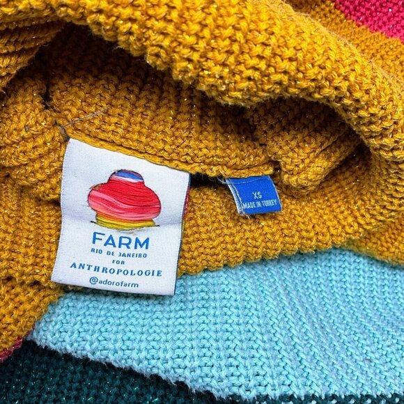 Farm Rio x Anthropologie The Boldly Stripe Knit Turtleneck Sweater Size XS Multi - Picture 8 of 10